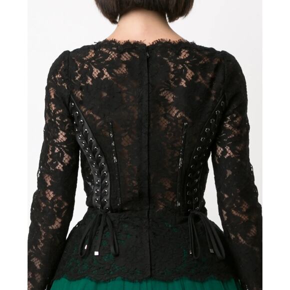 NWT Dolce & Gabbana Black Lace Long Sleeve Top Blouse IT 42 / M - Picture 9 of 12